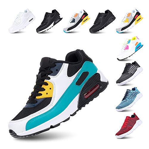 Hitmars Zapatillas de Deportivas Mujer Zapatos Correr Hombre Running Casual Sneakers Cordones Colchón de Aire Ligero Respirable Calzado Verde 38