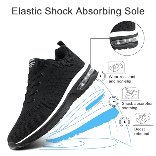 Hitmars Zapatillas Deporte Mujer Hombre Zapatillas Deportivas Casual Zapatillas de Running Aire Ligero Zapatos Deportivas Transpirables Zapatillas Correr Gimnasio Sneakers Negro EU 38