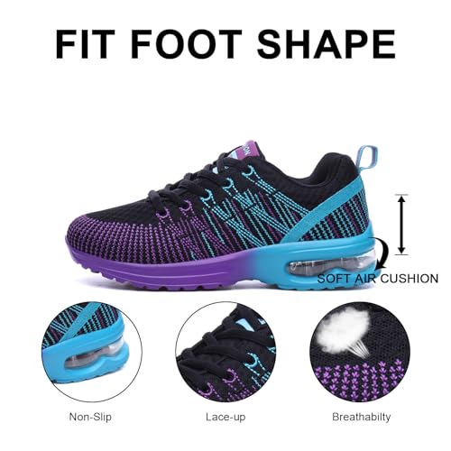 Hitmars Zapatillas Deporte Mujer Zapatillas Deportivas Transpirables Zapatos Deportivos Ligero Zapatillas de Running Casual Zapatos para Correr Sneakers Gimnasio Negro EU 38