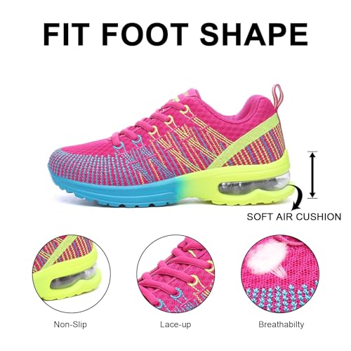 Hitmars Zapatillas Deporte Mujer Zapatillas Deportivas Transpirables Zapatos Deportivos Ligero Zapatillas de Running Casual Zapatos para Correr Sneakers Gimnasio Rojo EU 37