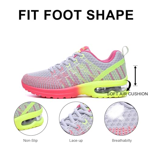 Hitmars Zapatillas Deporte Mujer Zapatillas Deportivas Transpirables Zapatos Deportivos Ligero Zapatillas de Running Casual Zapatos para Correr Sneakers Gimnasio Gris EU 39