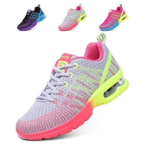 Hitmars Zapatillas Deporte Mujer Zapatillas Deportivas Transpirables Zapatos Deportivos Ligero Zapatillas de Running Casual Zapatos para Correr Sneakers Gimnasio Gris EU 39