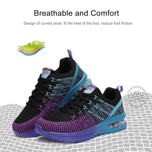 Hitmars Zapatillas Deporte Mujer Zapatillas Deportivas Transpirables Zapatos Deportivos Ligero Zapatillas de Running Casual Zapatos para Correr Sneakers Gimnasio Negro EU 37