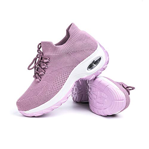 Hitmars Zapatillas Deportivas de Mujer Zapatos Running Fitness Gym Outdoor Sneaker Casual Mesh Transpirable Comodas Calzado Rosa 1 Talla 37