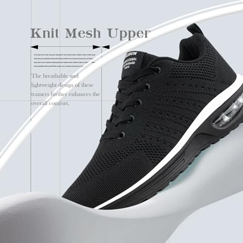 Hitmars Zapatillas Deportivos Mujer Zapatos Deportivas Hombre Running Tenis Aire Gimnasio Fitness Sneakers Zapatos para Correr Unisex B Negro EU 43