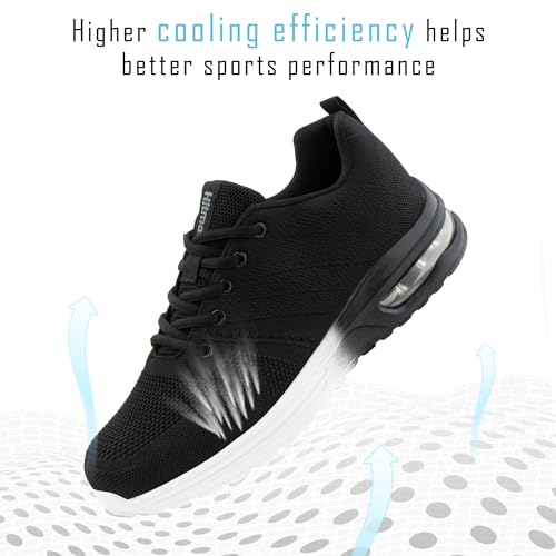 Hitmars Zapatillas Running Hombre Deportivas Mujer Zapatillas de Deporte Correr Caminar Hombre Sneaker Running Negro-Blanco EU 42