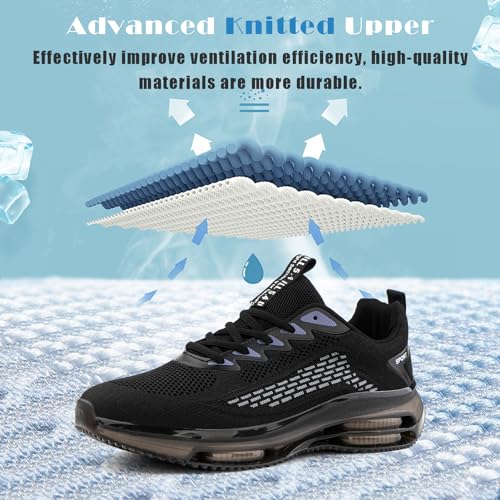 Hitmars Zapatillas Running Hombre Deportivas Zapatillas de Deporte Correr Caminar Hombre Sneaker Running Negro 40