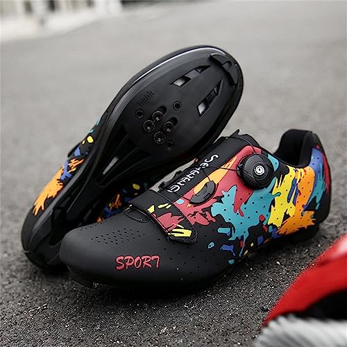 Hixingo Zapatilla de Ciclismo Hombre, Zapatos Bicicleta de Carretera Exterior MTB Compatibles con SPD/SPD-SL Lock System, Zapatillas de Ciclismo Unisex Moda Respirables Antideslizantes