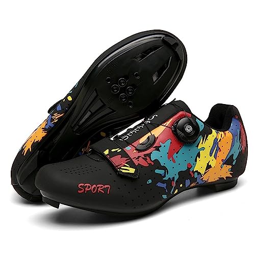 Hixingo Zapatilla de Ciclismo Hombre, Zapatos Bicicleta de Carretera Exterior MTB Compatibles con SPD/SPD-SL Lock System, Zapatillas de Ciclismo Unisex Moda Respirables Antideslizantes