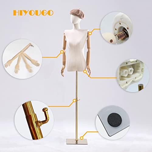 HIYOUGO Maniqui Costura Mujer, Altura Ajustable Maniquies Torso Femenino de Costura con Mano Articulada Flexible, Desmontable Maniquí Busto de Señoras para Escaparates (Color : B)