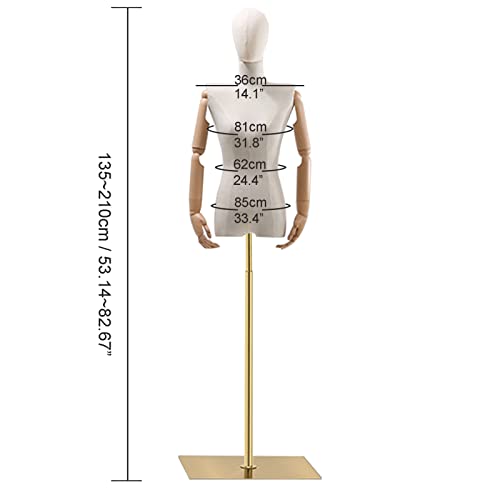 HIYOUGO Maniqui Costura Mujer, Altura Ajustable Maniquies Torso Femenino de Costura con Mano Articulada Flexible, Desmontable Maniquí Busto de Señoras para Escaparates (Color : B)