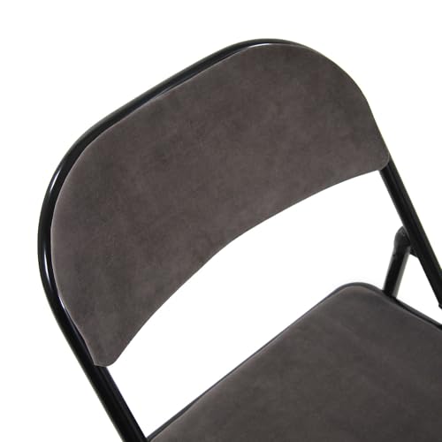 hjh OFFICE 803009 Silla Plegable con Estructura De Metal TUDELA I Terciopelo Gris Oscuro, Silla De Conferencia Acolchada, soporta hasta 130 kg, Silla De Eventos