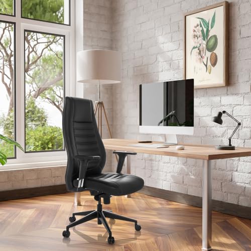 hjh OFFICE Sillón de Oficina Profesional VITORO B Piel sintética Negro