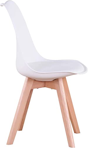 HJhomeheart Juego de 6 Sillas de Comedor, Patas de Madera Maciza, Cojín de Silla Extraíble, Silla de Cocina, Silla Moderna (Blanco-6)