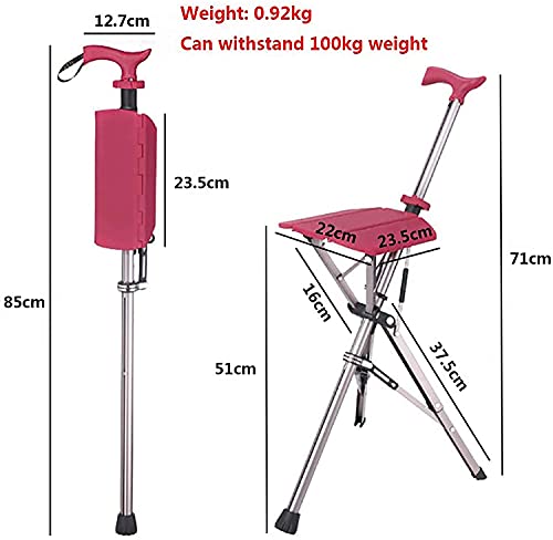 HJK Bastón para trípode con Asiento, Silla Que Camina, Silla Plegable del Bastón del Viaje del Taburete del Asiento, Silla de muleta de trípode para Anciano