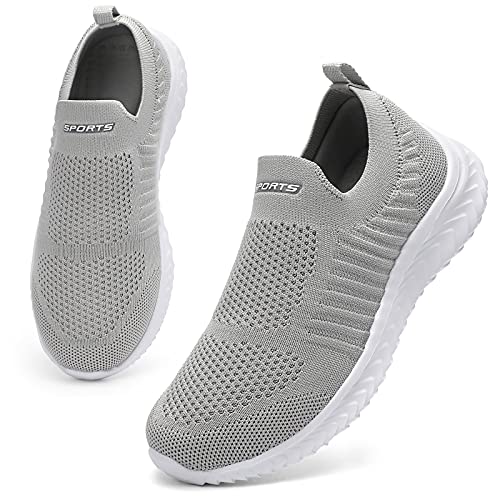 HKR Zapatillas para Caminar Mujer Transpirables y cómodos con Espuma viscoelástica Gris Claro 37 EU