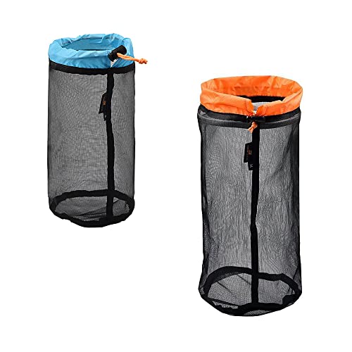 HLIWS 2 Piezas Bolso de Malla Negro,Saco de Nylon Duradera con Cordón,Pequeño Viaje Bolsa,para Acampar,Senderismo,hogar Diario,natación (S+M)