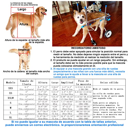 HobeyHove Cochecito Para Perros Ajustable de 4 Ruedas, Silla de Ruedas Con Soporte Completo, Para Ayudar a Las Mascotas Con Enfermedades de Las Piernas a Recuperar la Movilidad (7 modelos)(XXS)