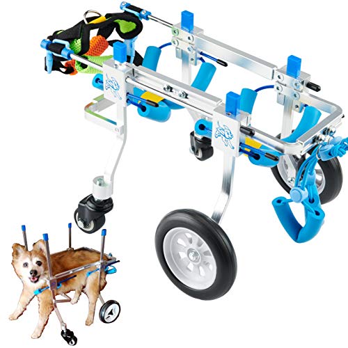 HobeyHove Cochecito Para Perros Ajustable de 4 Ruedas, Silla de Ruedas Con Soporte Completo, Para Ayudar a Las Mascotas Con Enfermedades de Las Piernas a Recuperar la Movilidad (7 modelos)(XXS)