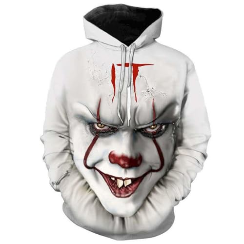 HOBIVA Men's Hoodies Skull 3D Digital Printing Men's Trend Sweatshirt Regular Fit Men's All-Match Casual Hoodies Modern Youth Fashion Men's Long-Sleeved Sweatshirt S-019 5XL