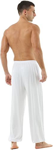 Hoerev Super Soft Modal Spandex Harem Pantalones De Pilates De Yoga，Blanco，XL