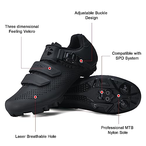 Hombre Zapatilla MTB Ciclismo Mujer, Zapatillas Bicicleta de Montaña Compatible con SPD Pedales de 2 Tornillos con Calas BK EU 44