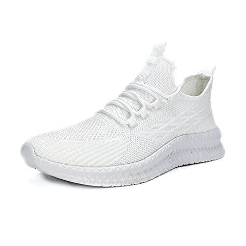 Hombre Zapatillas Deportes Fitness Running Training Zapatillas Deportivas Casual Sneakers,Blanco,42EU