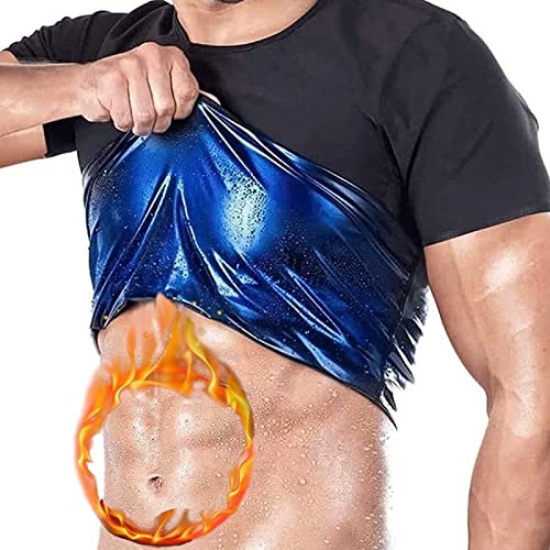 Hombres Traje de sudor Neopreno Sauna Camisa Sauna Camisetas Sudor Sauna Traje Body Shaper Entrenamiento Neopreno Camiseta sin mangas Chaquetas de entrenamiento Ropa Ejercicio Fitness Manga corta