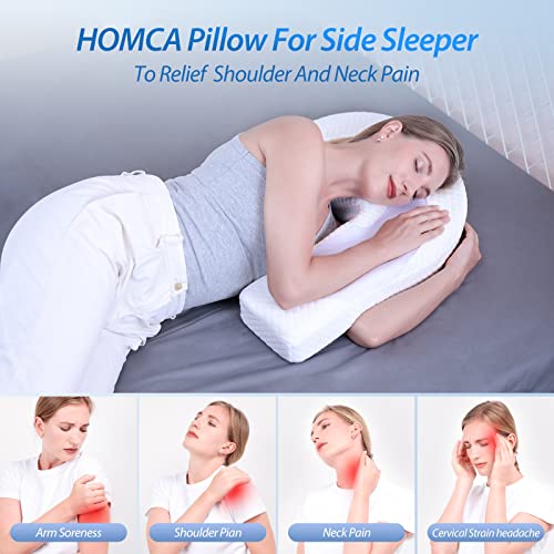 HOMCA Almohada para Dormir de Lado Almohada Ergonómica Espuma de Memoria Lateral en Forma De U, Funda de Almohada Lavable