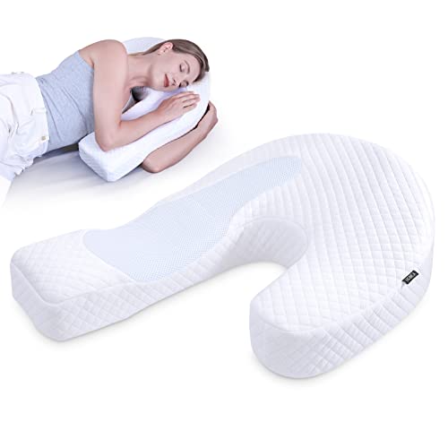 HOMCA Almohada para Dormir de Lado Almohada Ergonómica Espuma de Memoria Lateral en Forma De U, Funda de Almohada Lavable