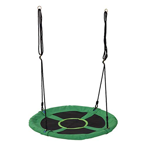 HOMCOM Columpio Nido Infantil Ø100x4,5 cm Columpio de Árbol Forma Redonda Columpio para Niños +3 Años Carga 100kg Jardín Exterior al Aire Libre Asiento Cómodo Verde