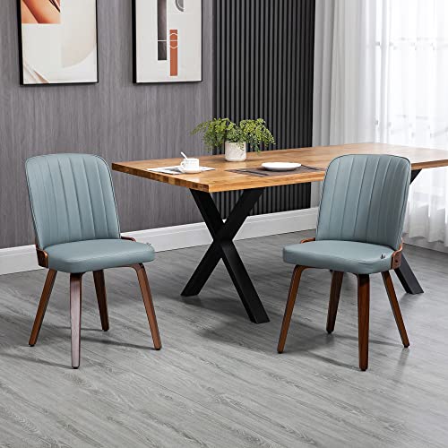 HOMCOM Juego de 2 Sillas de Comedor Modernas Sillas de Cocina con Asientos Tapizados en PU Cuero y Patas de Madera para Salón Dormitorio Carga 120 kg 47,5x57x85 cm Gris