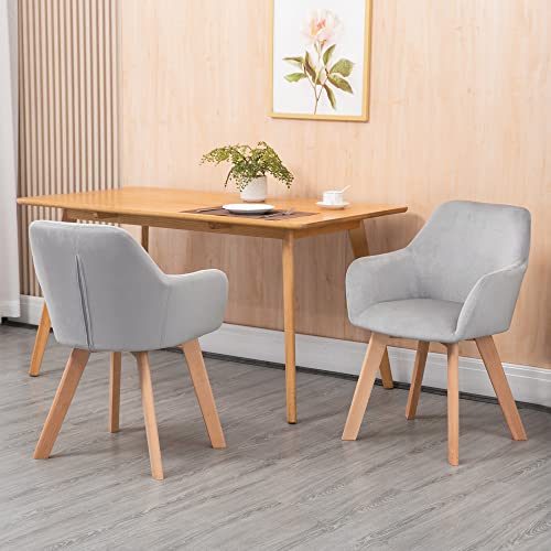 HOMCOM Juego de 2 Sillas de Comedor Modernas Sillas de Cocina Tapizado en Terciopelo con Respaldo Medio y Patas de Madera de Caucho para Salón Carga 120 kg 54x57x80 cm Gris