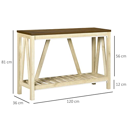 HOMCOM Mesa Consola Mesa Recibidor Mueble de Entrada de Madera con Estante de Almacenamiento para Salón Dormitorio Pasillo 120x36x81 cm Roble