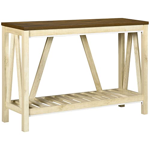 HOMCOM Mesa Consola Mesa Recibidor Mueble de Entrada de Madera con Estante de Almacenamiento para Salón Dormitorio Pasillo 120x36x81 cm Roble