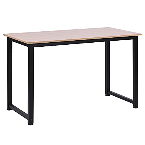 HOMCOM Mesa de Ordenador Mesa de Comedor Escritorio para Hogar Oficina con Pies Ajustables Mobiliario Simple de Oficina 120x60x76cm Carga 100 kg Marco Metal