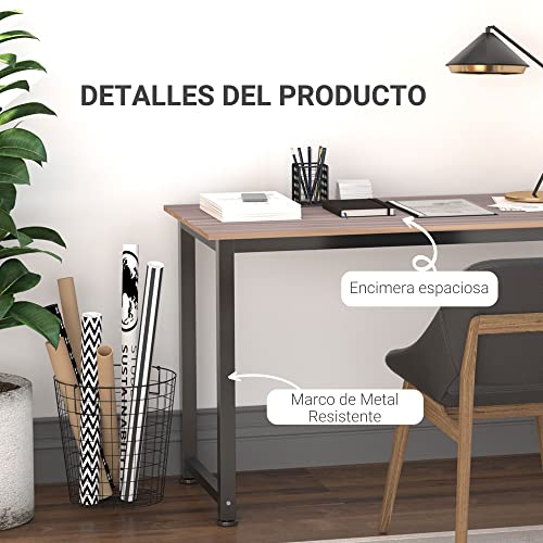 HOMCOM Mesa de Ordenador Mesa de Comedor Escritorio para Hogar Oficina con Pies Ajustables Mobiliario Simple de Oficina 120x60x76cm Carga 100 kg Marco Metal