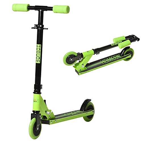 HOMCOM Patinete para Niños de +3 Años Plegable 67,7x34x79,5-89,5 cm Scooter de 2 Ruedas con Manillar Altura Ajustable Freno Posterior y Pedal Antideslizante Carga 50 kg Verde