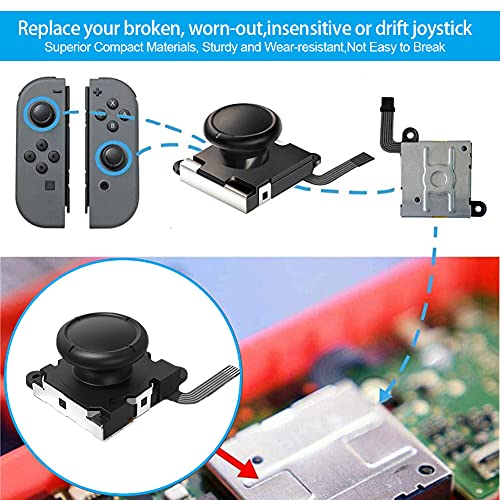 Homealexa 4 paquetes de 3D Joysticks Analógicos para Nintendo Switch Joy-Con, con Destornillador Herramientas de Reparación