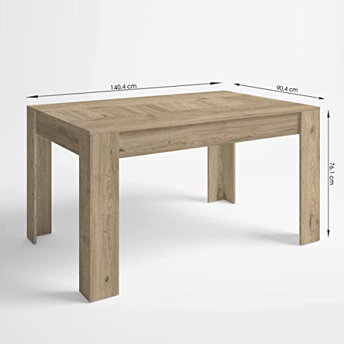 Homely - Mesa Extensible Bass, Tablero de partículas melaminizado, de 140,4/200,4x90x76,1 cm, Color Madera Naturale