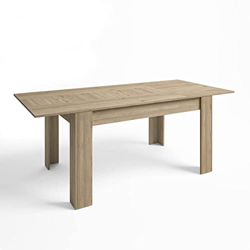 Homely - Mesa Extensible Bass, Tablero de partículas melaminizado, de 140,4/200,4x90x76,1 cm, Color Madera Naturale