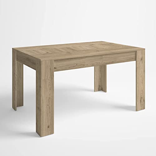 Homely - Mesa Extensible Bass, Tablero de partículas melaminizado, de 140,4/200,4x90x76,1 cm, Color Madera Naturale