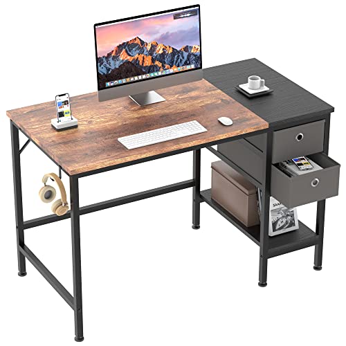 HOMIDEC Escritorio de Ordenador, Mesa de Escritorio con cajones Escritorio de Escritura de Estudio para el hogar con estantes de Almacenamiento, escritorios y Puestos de Trabajo para Oficina en casa