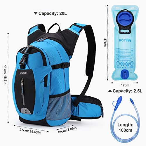 HOMIEE Mochila de Ciclismo 20L con 2.5L Hidratacion Bolsa Aislado Impermeable Ligero Mochilas MTB para Correr Bicicleta Bici Fitness Esquí Montañismo Senderismo Viaje Unisex