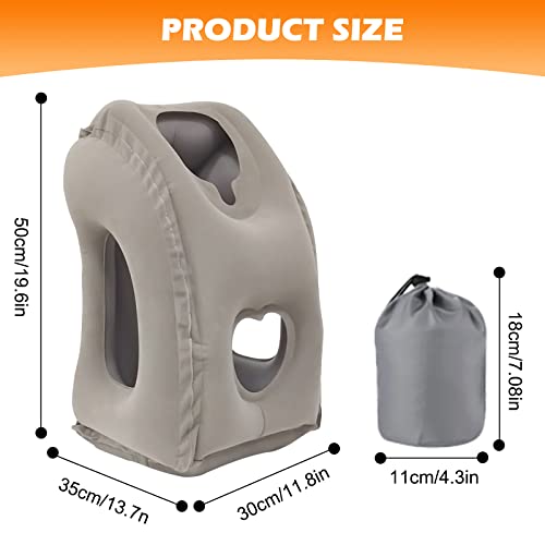 HOMURY Almohada de viaje inflable almohada cervical almohada inflable almohada de viaje portátil cojín de apoyo cervical cómodo apoyo cabeza y barbilla para coche, avión, para viajes de tren, camping