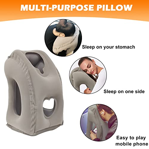 HOMURY Almohada de viaje inflable almohada cervical almohada inflable almohada de viaje portátil cojín de apoyo cervical cómodo apoyo cabeza y barbilla para coche, avión, para viajes de tren, camping