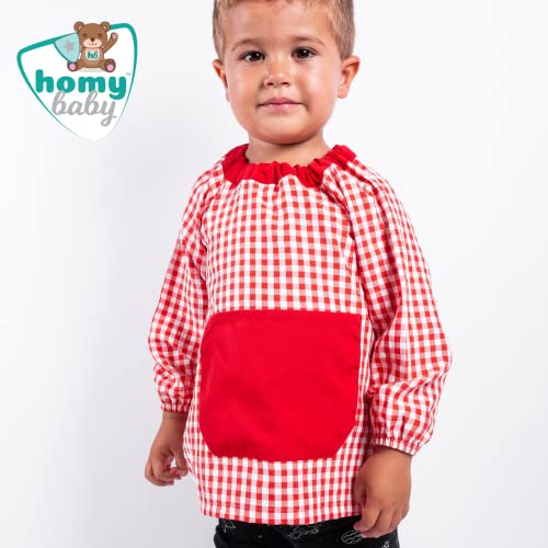 HOMYBABY® Babi escolar infantil para guarderia y colegio - Bata para niño o niña - Baby fácil de poner y quitar con bolsillo y puños cerrados