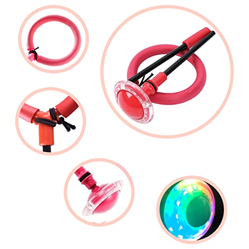 HONGECB Rueda oscilante Intermitente, Anillo de Salto Intermitente para niños, Colorida Flash Bola de Salto, Anillo de Saltar Parpadeante, Juego de Rebote al Aire Libre para Unisex, Rojo