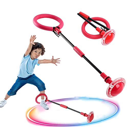 HONGECB Rueda oscilante Intermitente, Anillo de Salto Intermitente para niños, Colorida Flash Bola de Salto, Anillo de Saltar Parpadeante, Juego de Rebote al Aire Libre para Unisex, Rojo