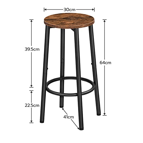 HOOBRO Taburetes de Bar, Taburete de Encimera de Cocina con Reposapiés, Taburete de Bar de Estilo Industrial, Adecuado para Cocina, Restaurante, Bar y Sala de Fiestas, Marrón Vintage EBF03BY01